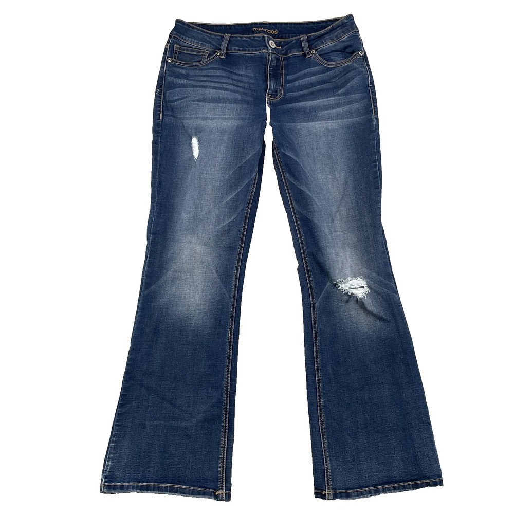 Maurices Flare Bootcut Jeans Women 12 Dark Whisker Western Y2k Cowgirl Rodeo 90s